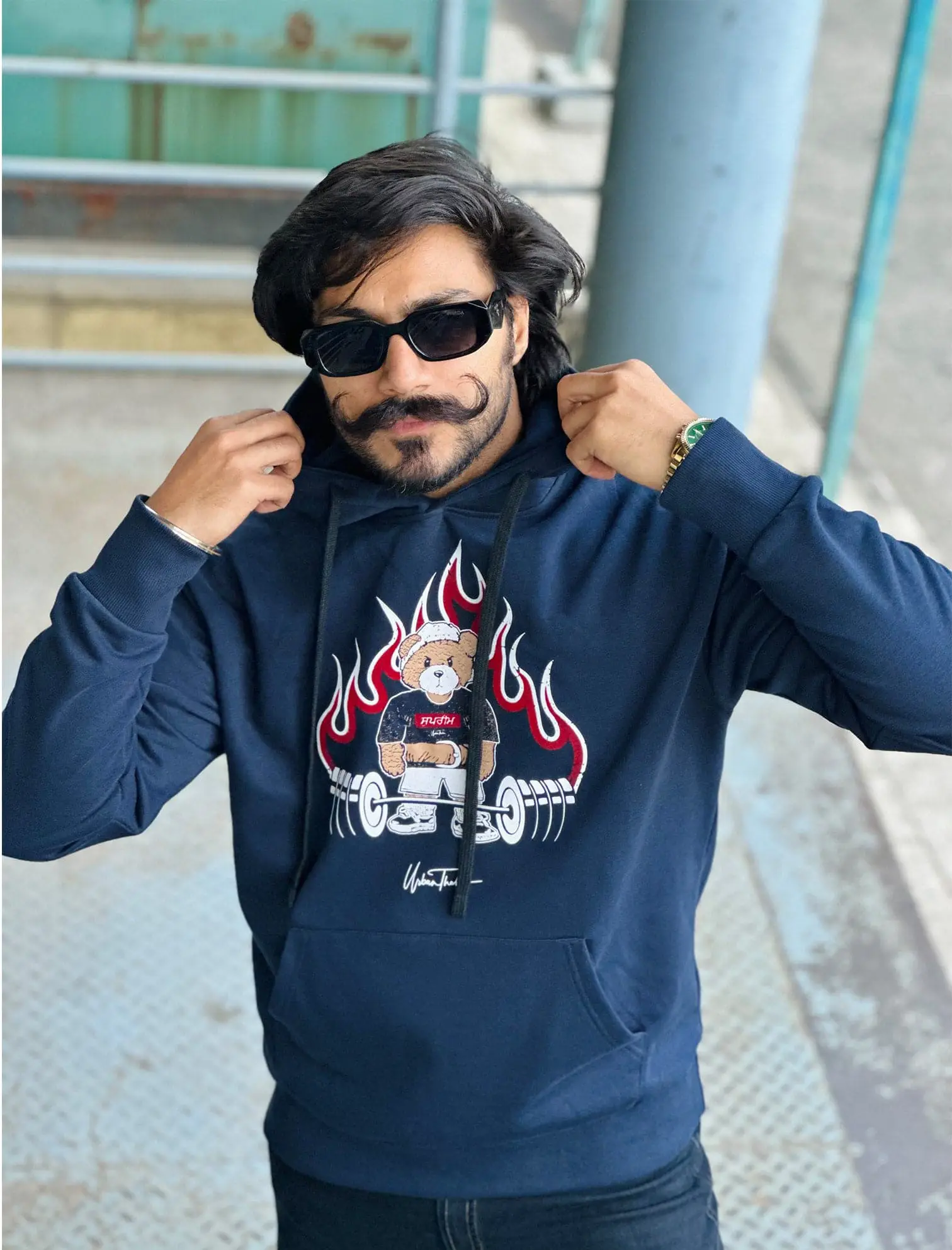 GYM Teddy Navy Blue Hoodie