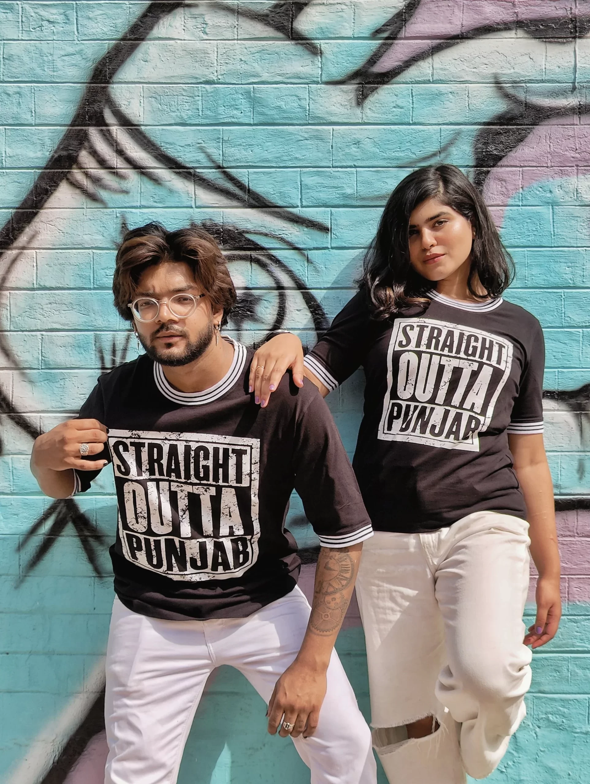Straight Outta Punjab B/W Rib T-shirt