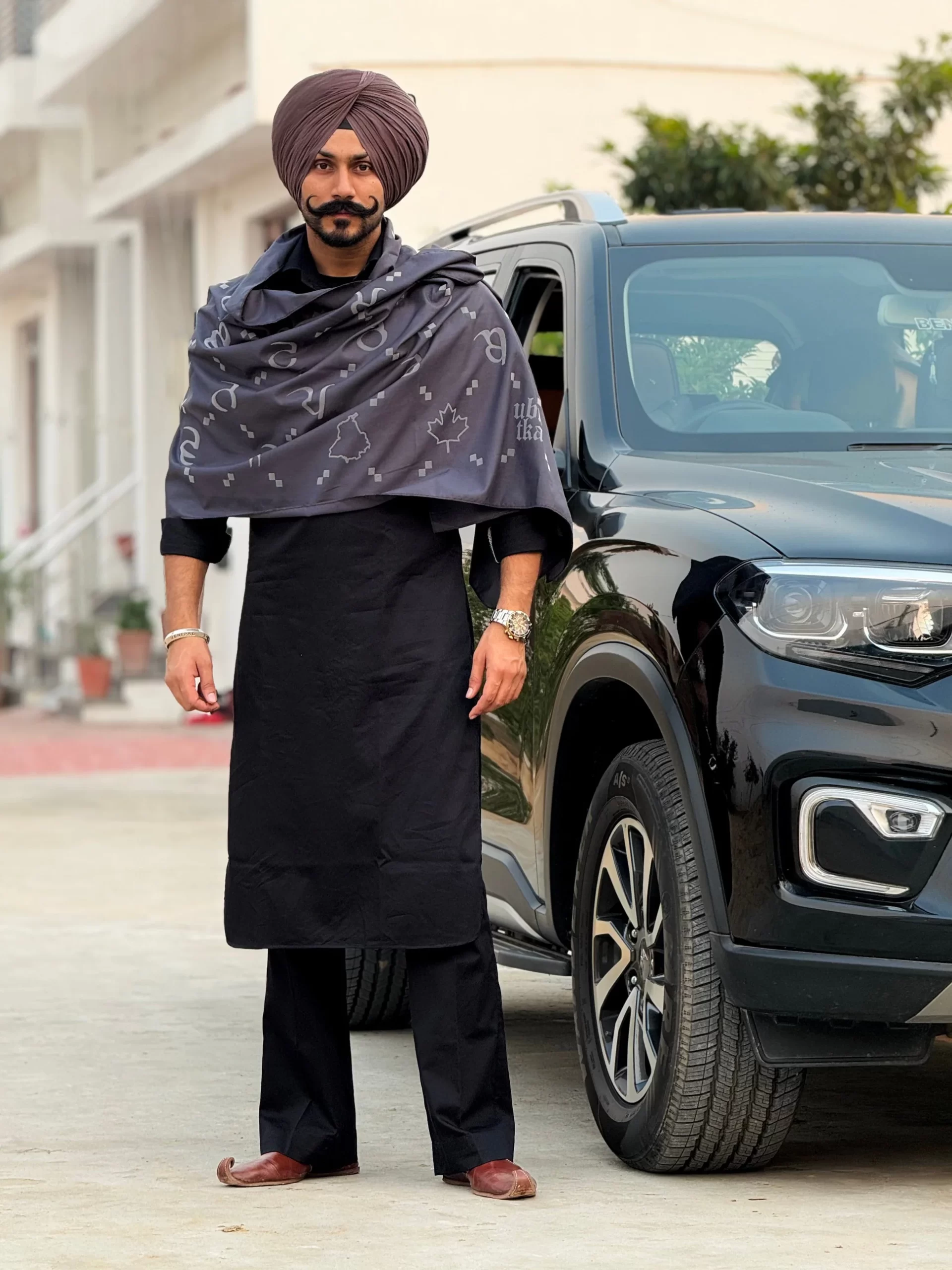 Maa Boli Designer ALL-WEATHER Stole ( Space Grey )