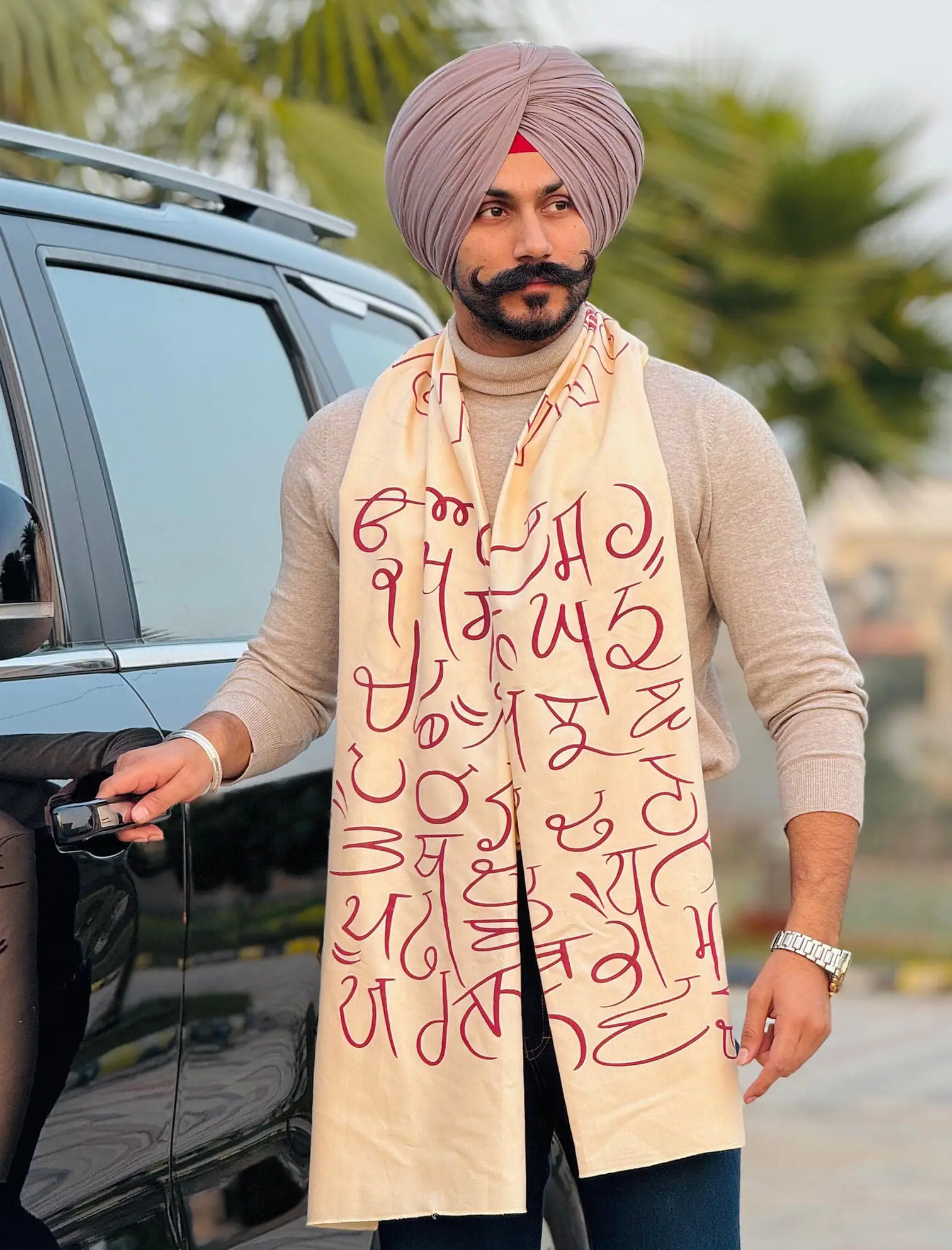 Maa Boli Artistic Designer ALL-WEATHER Stole ( Sunset Cream )